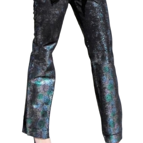 VINTAGE Maxima Wilson's Leather Disco Retro Snake Skin Flare Leather Pants Sz 6 - Picture 3 of 12